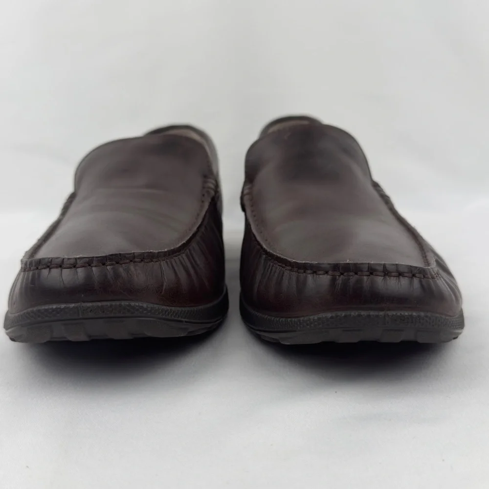 Ecco Classic Dark Brown Leather Slip-On Loafers Comfort